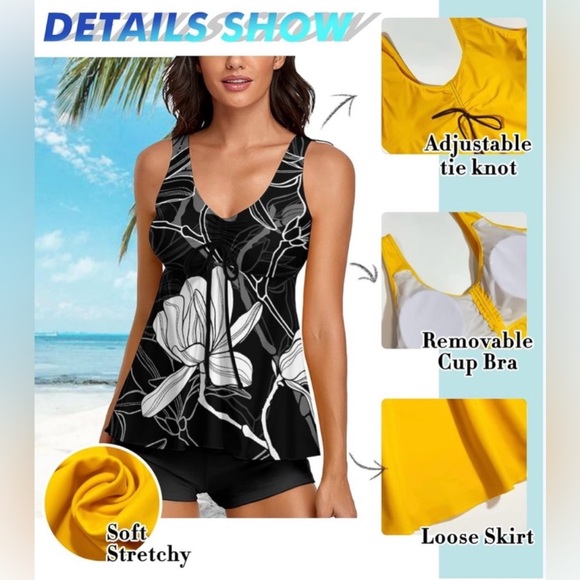 NWOT beautiful patterned tankini top, size 2X - Picture 11 of 11